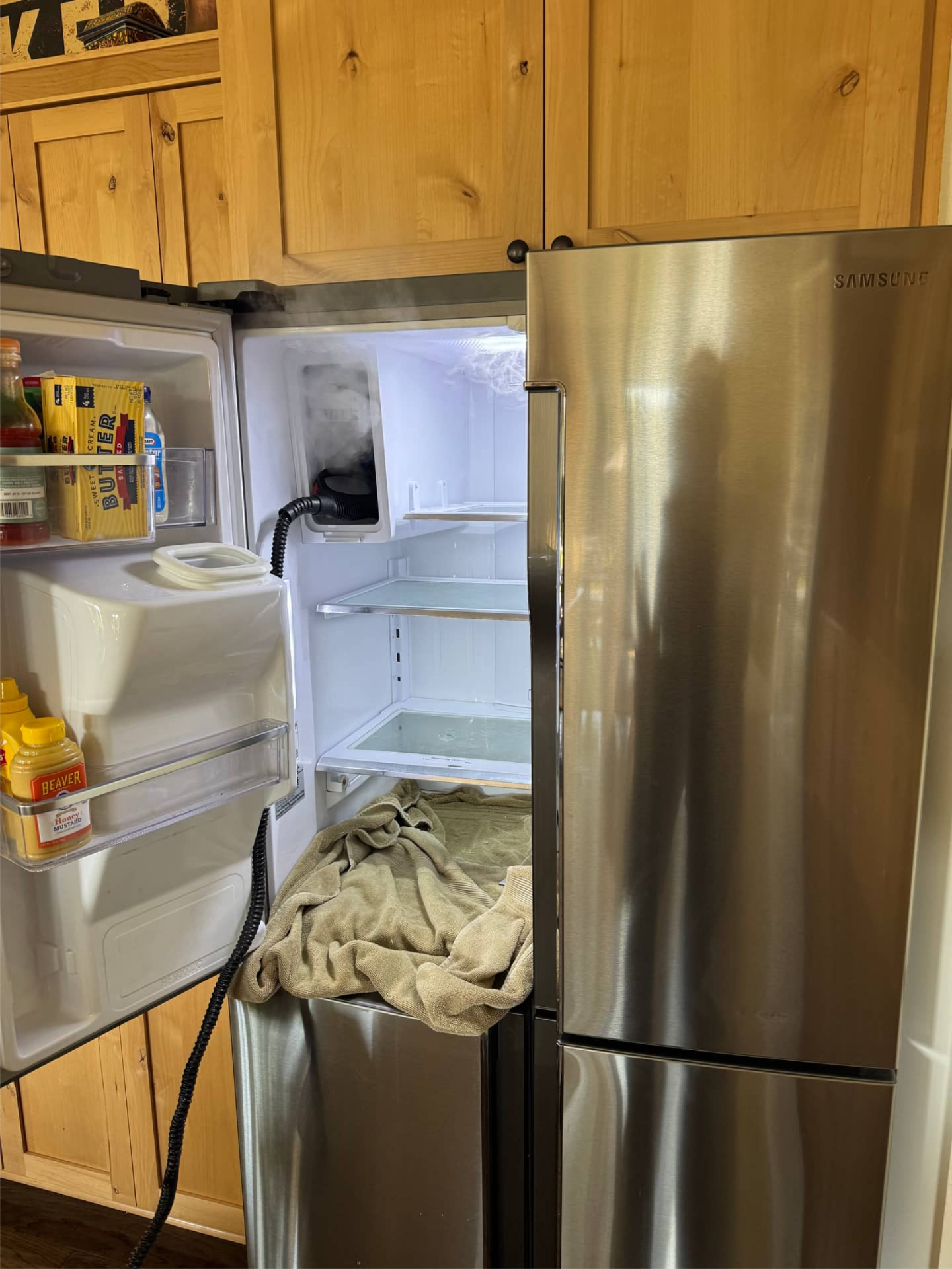 Samsung refrigerator during ice maker replacement in Vancouver, WA 98685