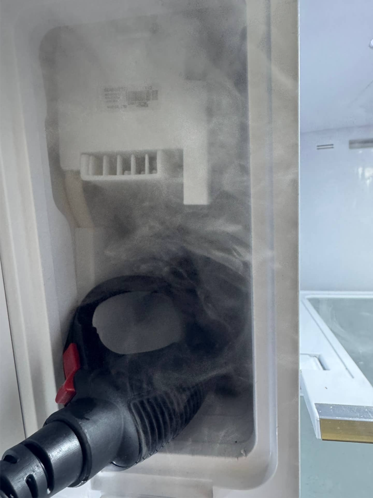 Samsung refrigerator ice maker compartment during replacement in Vancouver, WA 98685