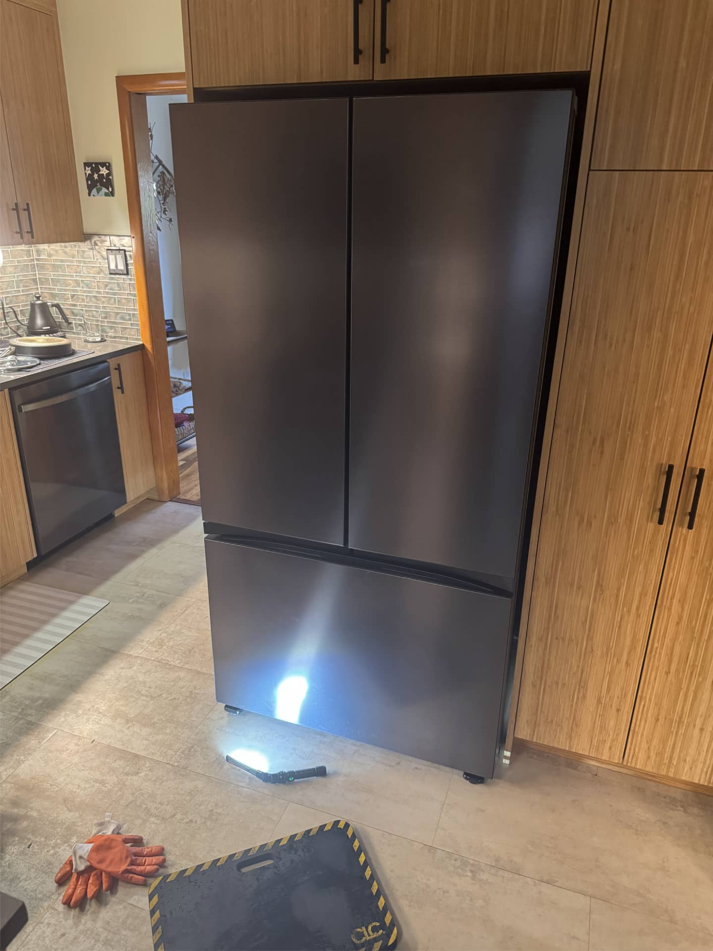 Samsung refrigerator during compressor replacement service in Portland, OR 97206
