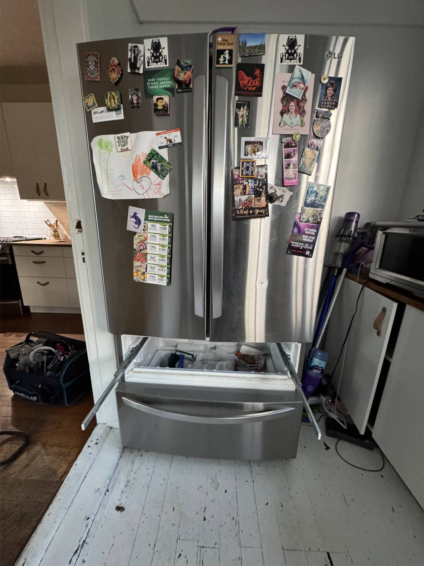 LG refrigerator during defrost heater replacement service in Portland, OR 97212