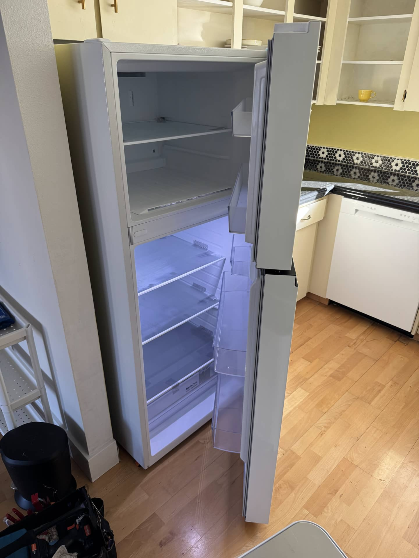 Ice buildup inside LG refrigerator freezer before defrost heater replacement in Portland, OR 97212