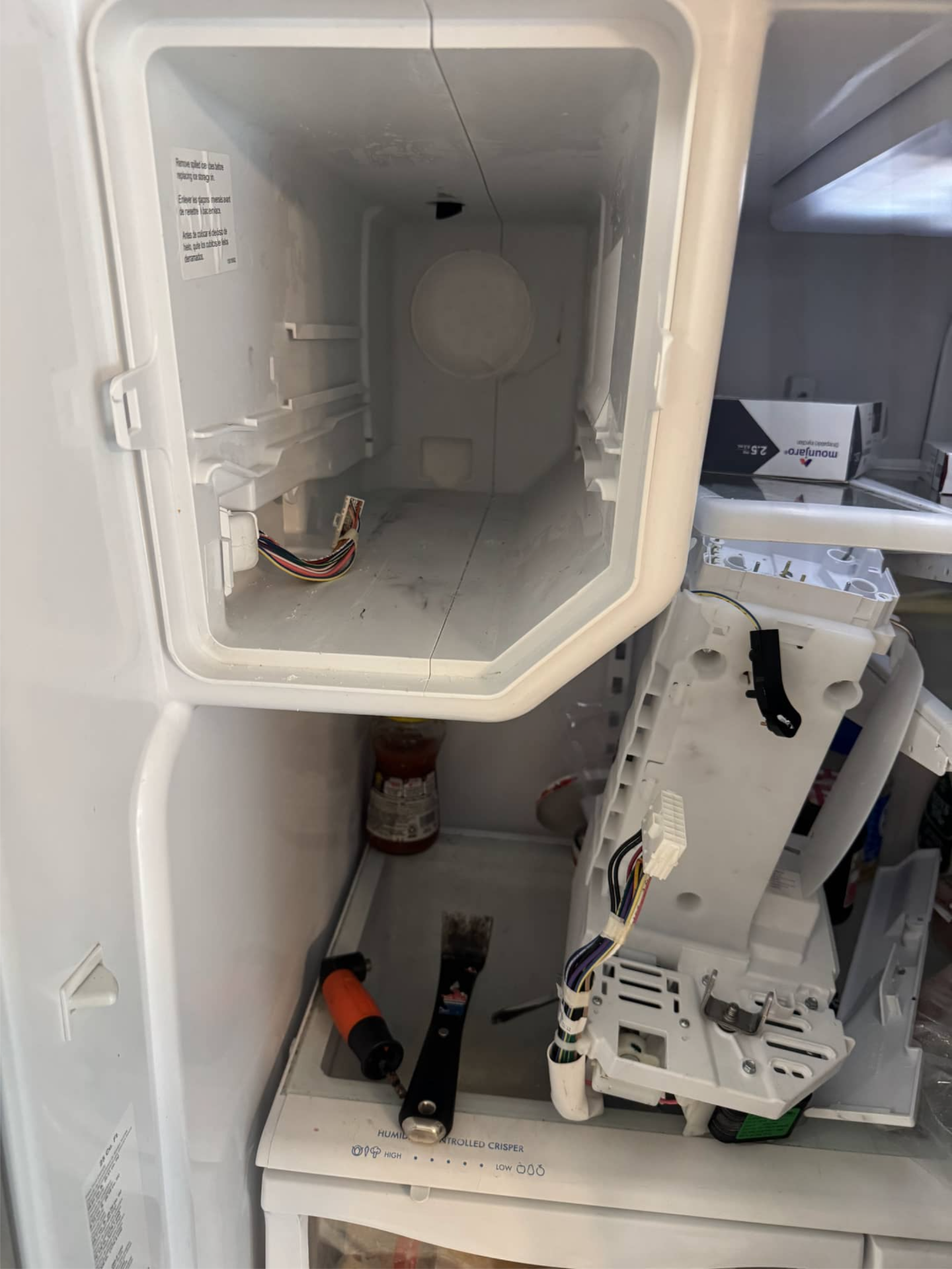 Whirlpool refrigerator during icemaker replacement in Vancouver, WA 98682