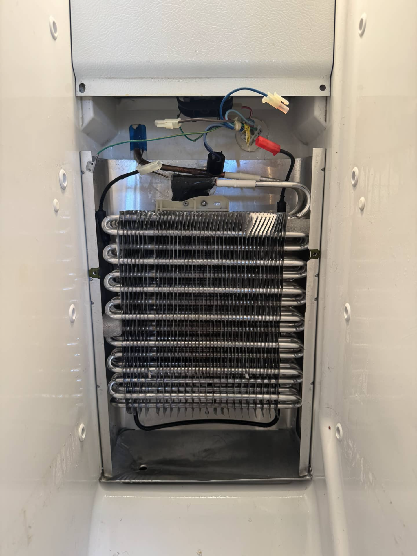Frigidaire refrigerator evaporator after maintenance and defrost system repair in Portland, OR 97213