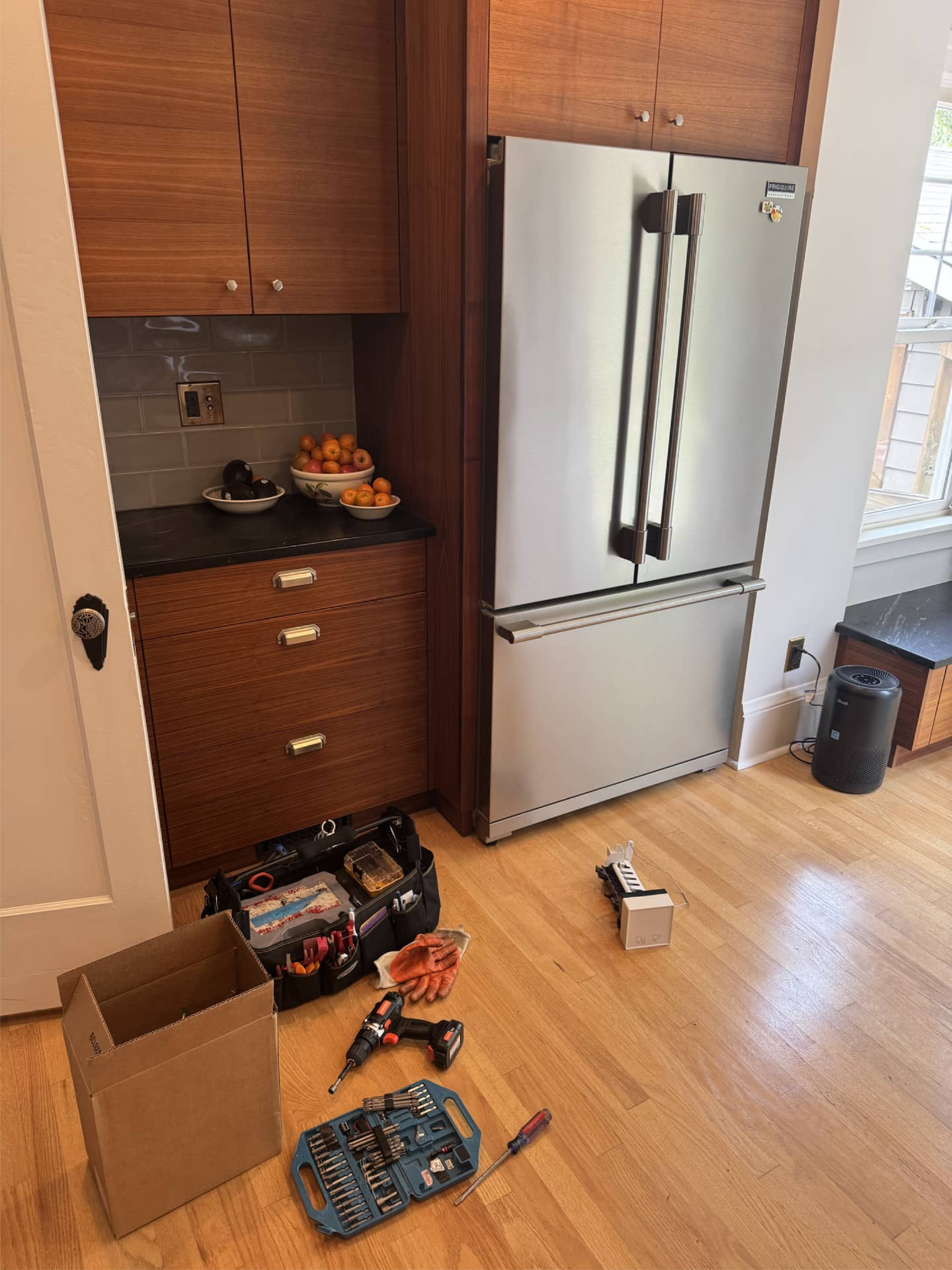 Frigidaire refrigerator during ice maker replacement in Portland, OR 97212