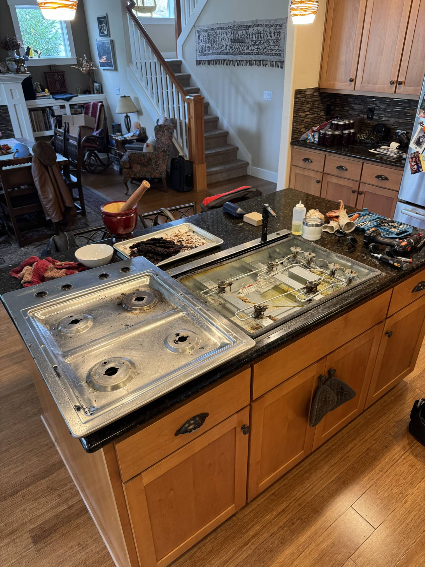 Whirlpool cooktop disassembled for faulty gas valve replacement in Portland, OR 97213