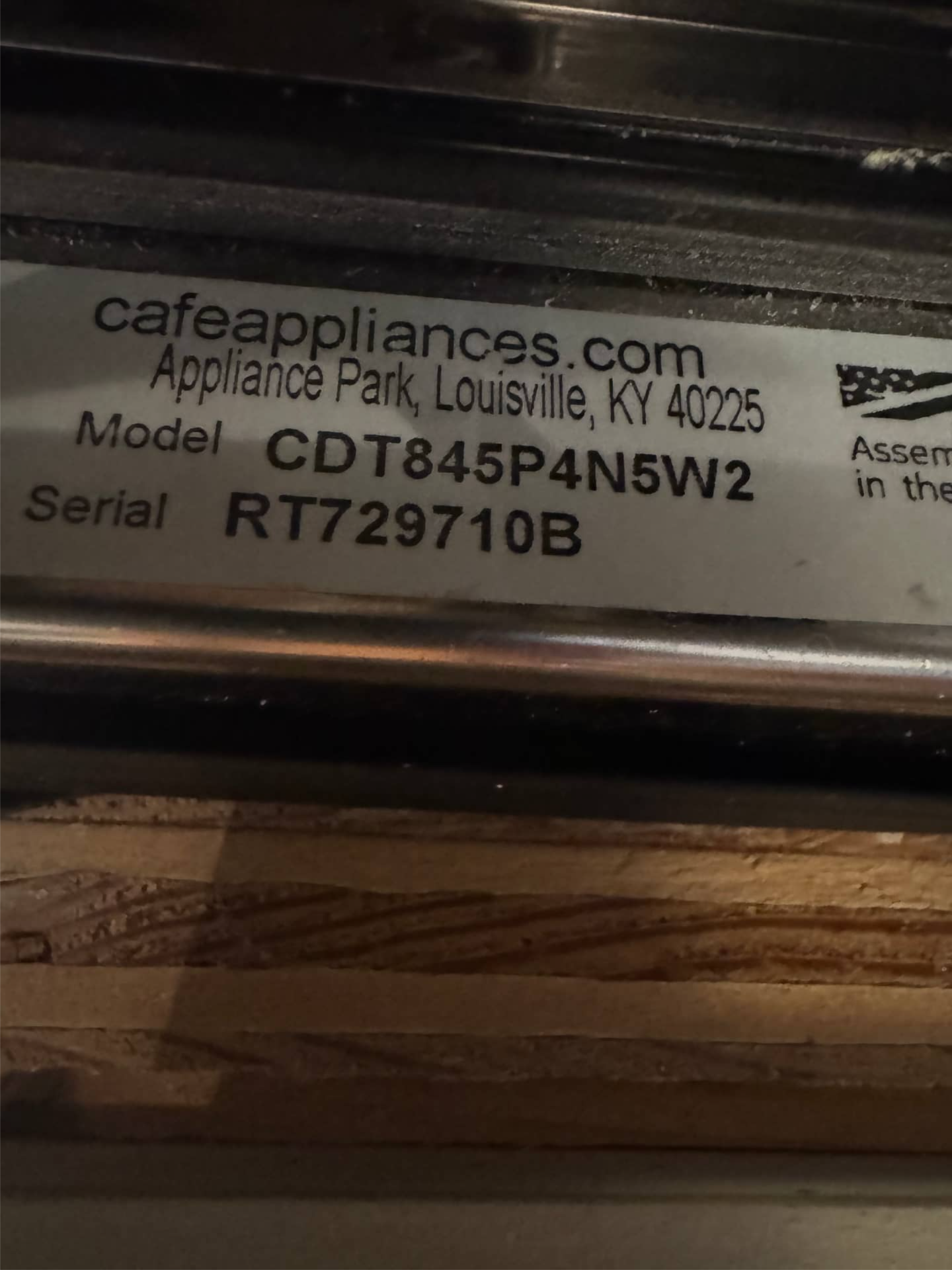 GE Café dishwasher model CDT845P4N5W2 during pressure sensor service in Portland, OR 97217