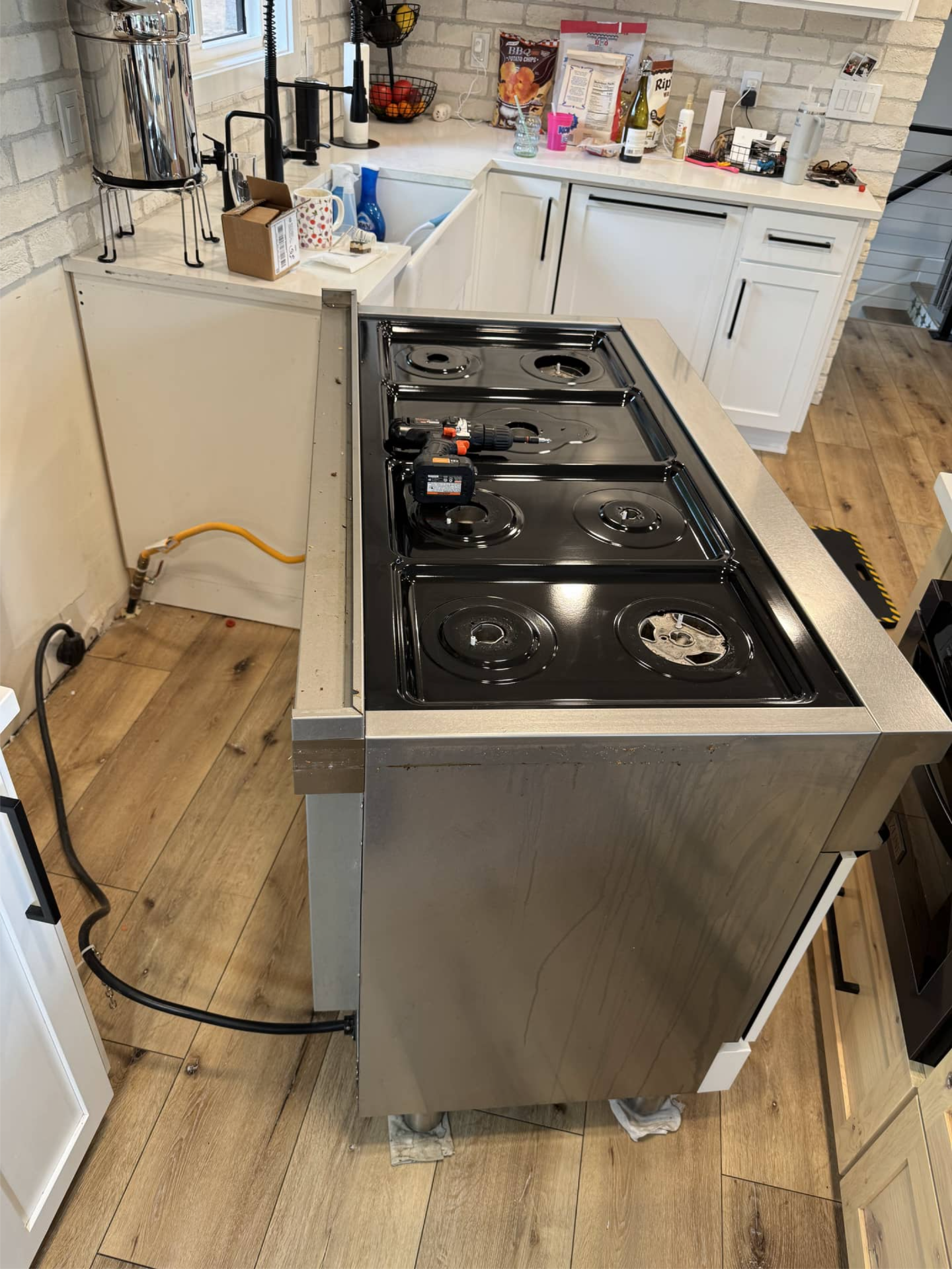 Bertazzoni gas range disassembled for bake thermostat replacement in Portland, OR 97224