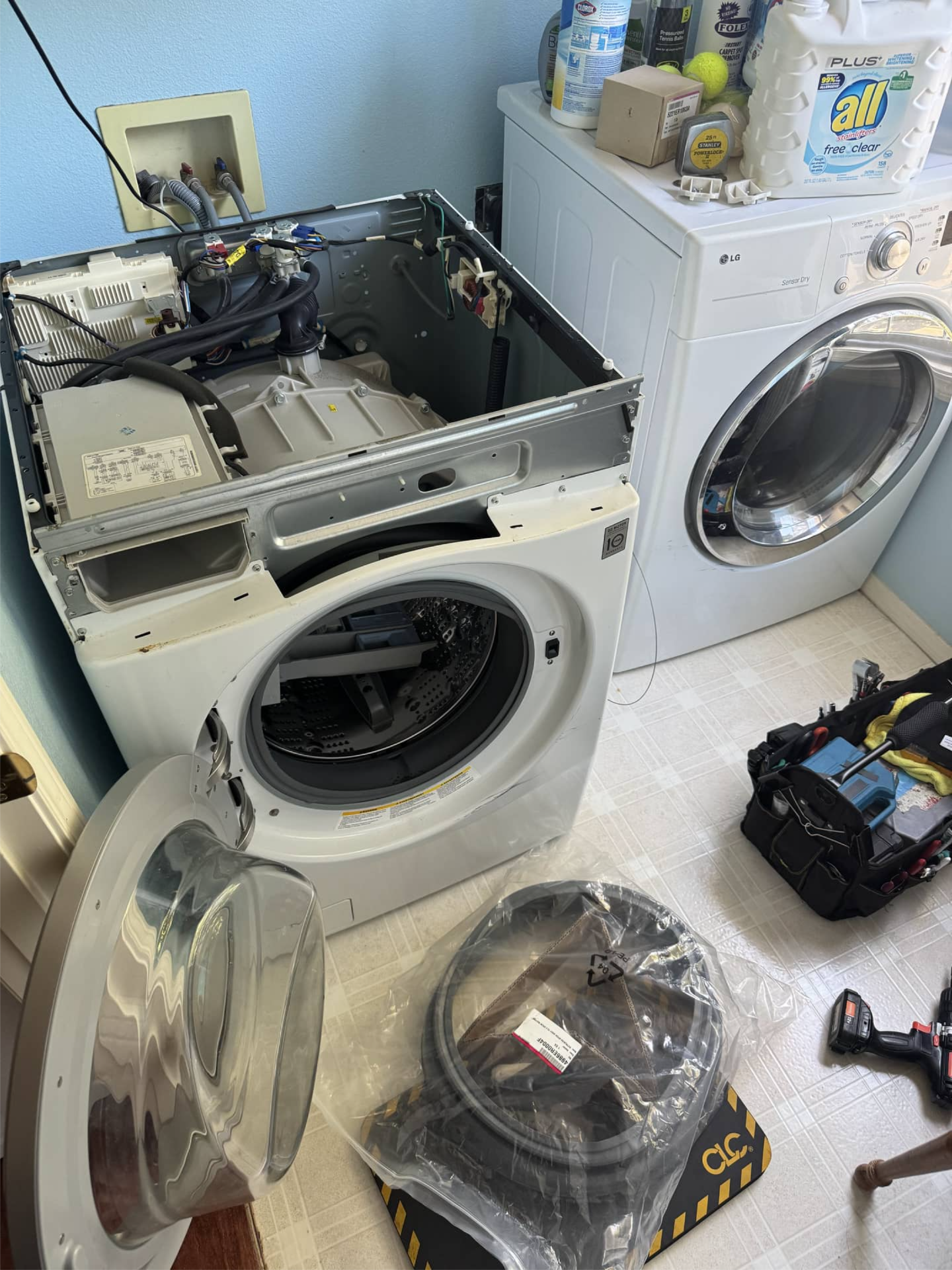 LG washer during replacement of a mold-covered door gasket in Vancouver, WA 98683